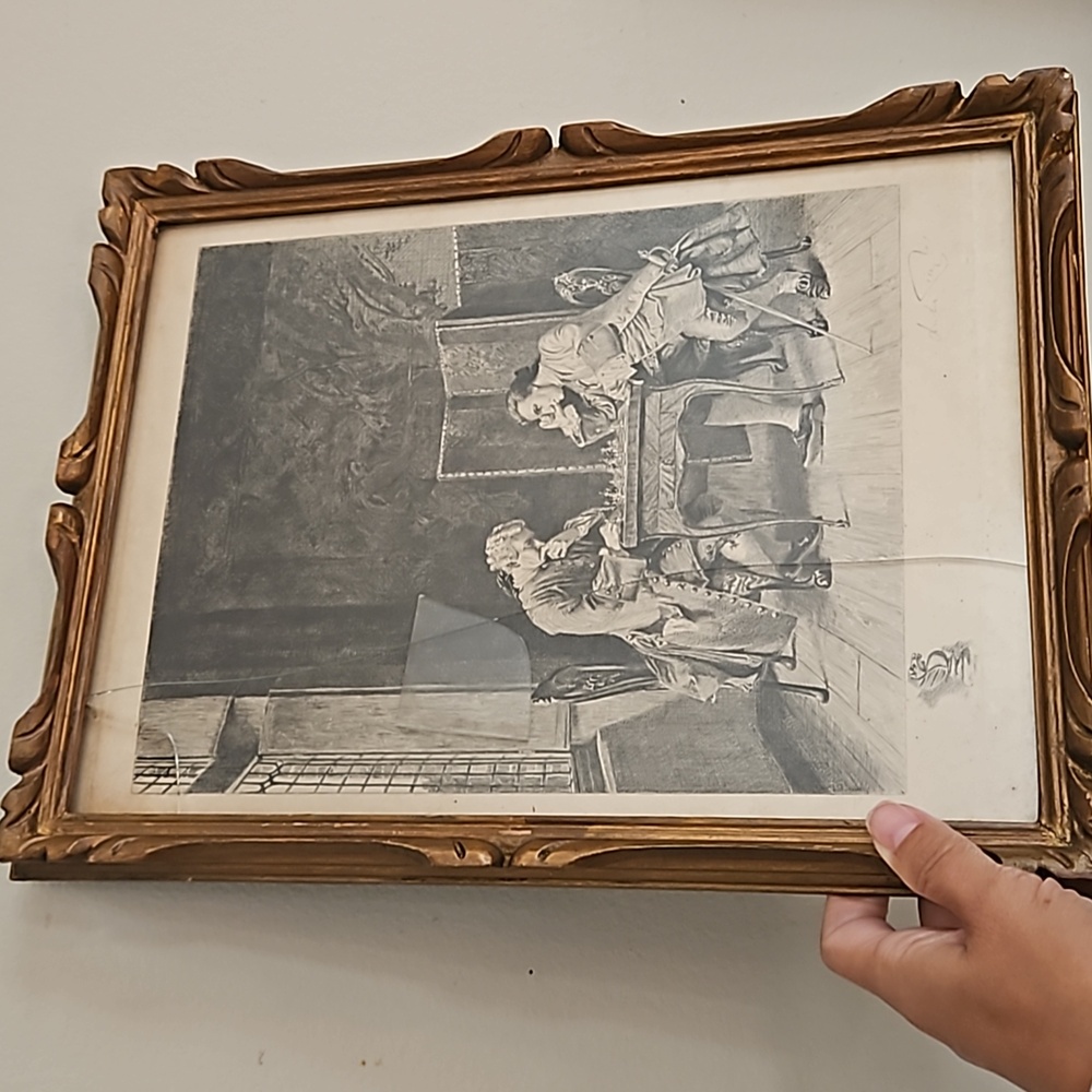 WOW$ Authentic 1915 SIGNED Marked Luke Taylor Needs glass repair French Realism